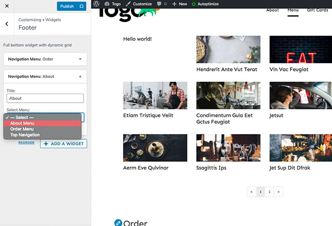 Adding a second menu to footer for about